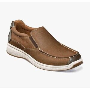New in Box Florsheim Great Lakes Brown Leather Slip On Boat Shoe Men Sz. 12 Wide
